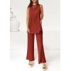 imagePRETTYGARDEN Womens 2 Piece Lounge Set 2025 Summer Casual Loose Tank Top Wide Leg Pants Matching Travel Outfits TracksuitBrick Red
