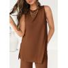 imagePRETTYGARDEN Womens 2 Piece Lounge Set 2025 Summer Casual Loose Tank Top Wide Leg Pants Matching Travel Outfits TracksuitBrown