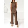 imagePRETTYGARDEN Womens 2 Piece Lounge Set 2025 Summer Casual Loose Tank Top Wide Leg Pants Matching Travel Outfits TracksuitDark Khaki
