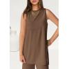 imagePRETTYGARDEN Womens 2 Piece Lounge Set 2025 Summer Casual Loose Tank Top Wide Leg Pants Matching Travel Outfits TracksuitDark Khaki