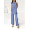 imagePRETTYGARDEN Womens 2 Piece Lounge Set 2025 Summer Casual Loose Tank Top Wide Leg Pants Matching Travel Outfits TracksuitGrey Blue