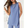 imagePRETTYGARDEN Womens 2 Piece Lounge Set 2025 Summer Casual Loose Tank Top Wide Leg Pants Matching Travel Outfits TracksuitGrey Blue