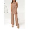 imagePRETTYGARDEN Womens 2 Piece Lounge Set 2025 Summer Casual Loose Tank Top Wide Leg Pants Matching Travel Outfits TracksuitKhaki