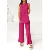 imagePRETTYGARDEN Womens 2 Piece Lounge Set 2025 Summer Casual Loose Tank Top Wide Leg Pants Matching Travel Outfits TracksuitRose Red