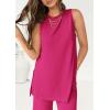 imagePRETTYGARDEN Womens 2 Piece Lounge Set 2025 Summer Casual Loose Tank Top Wide Leg Pants Matching Travel Outfits TracksuitRose Red