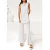 imagePRETTYGARDEN Womens 2 Piece Lounge Set 2025 Summer Casual Loose Tank Top Wide Leg Pants Matching Travel Outfits TracksuitWhite