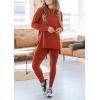 imagePRETTYGARDEN Womens 2 Piece Outfits Casual Long Sleeve Tunic Tops Legging Pants Matching Lounge Sets SweatsuitsBrick Red