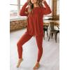 imagePRETTYGARDEN Womens 2 Piece Outfits Casual Long Sleeve Tunic Tops Legging Pants Matching Lounge Sets SweatsuitsBrick Red