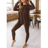 imagePRETTYGARDEN Womens 2 Piece Outfits Casual Long Sleeve Tunic Tops Legging Pants Matching Lounge Sets SweatsuitsCoffee
