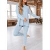 imagePRETTYGARDEN Womens 2 Piece Outfits Casual Long Sleeve Tunic Tops Legging Pants Matching Lounge Sets SweatsuitsLight Blue