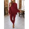 imagePRETTYGARDEN Womens 2 Piece Outfits Casual Long Sleeve Tunic Tops Legging Pants Matching Lounge Sets SweatsuitsWine Red