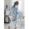imagePRETTYGARDEN Womens Tie Dye Two Piece Pajamas Set Casual Long Sleeve Sweatshirt with Long Pants LoungewearBlue