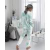 imagePRETTYGARDEN Womens Tie Dye Two Piece Pajamas Set Casual Long Sleeve Sweatshirt with Long Pants LoungewearGreen