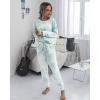 imagePRETTYGARDEN Womens Tie Dye Two Piece Pajamas Set Casual Long Sleeve Sweatshirt with Long Pants LoungewearGreen