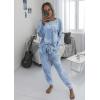 imagePRETTYGARDEN Womens Tie Dye Two Piece Pajamas Set Casual Long Sleeve Sweatshirt with Long Pants LoungewearGrey