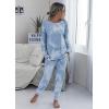 imagePRETTYGARDEN Womens Tie Dye Two Piece Pajamas Set Casual Long Sleeve Sweatshirt with Long Pants LoungewearGrey
