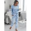 imagePRETTYGARDEN Womens Tie Dye Two Piece Pajamas Set Casual Long Sleeve Sweatshirt with Long Pants LoungewearGrey