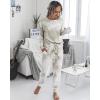 imagePRETTYGARDEN Womens Tie Dye Two Piece Pajamas Set Casual Long Sleeve Sweatshirt with Long Pants LoungewearKhaki
