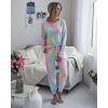 imagePRETTYGARDEN Womens Tie Dye Two Piece Pajamas Set Casual Long Sleeve Sweatshirt with Long Pants LoungewearMulticolor