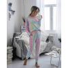 imagePRETTYGARDEN Womens Tie Dye Two Piece Pajamas Set Casual Long Sleeve Sweatshirt with Long Pants LoungewearMulticolor