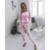 imagePRETTYGARDEN Womens Tie Dye Two Piece Pajamas Set Casual Long Sleeve Sweatshirt with Long Pants LoungewearPink