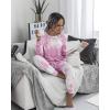 imagePRETTYGARDEN Womens Tie Dye Two Piece Pajamas Set Casual Long Sleeve Sweatshirt with Long Pants LoungewearPink
