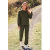 imagePRETTYGARDEN Womens Tie Dye Two Piece Pajamas Set Casual Long Sleeve Sweatshirt with Long Pants LoungewearSolid Army Green