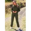 imagePRETTYGARDEN Womens Tie Dye Two Piece Pajamas Set Casual Long Sleeve Sweatshirt with Long Pants LoungewearSolid Army Green