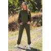 imagePRETTYGARDEN Womens Tie Dye Two Piece Pajamas Set Casual Long Sleeve Sweatshirt with Long Pants LoungewearSolid Army Green