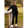 imagePRETTYGARDEN Womens Tie Dye Two Piece Pajamas Set Casual Long Sleeve Sweatshirt with Long Pants LoungewearSolid Black