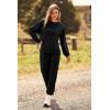 imagePRETTYGARDEN Womens Tie Dye Two Piece Pajamas Set Casual Long Sleeve Sweatshirt with Long Pants LoungewearSolid Black