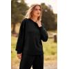 imagePRETTYGARDEN Womens Tie Dye Two Piece Pajamas Set Casual Long Sleeve Sweatshirt with Long Pants LoungewearSolid Black