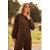 imagePRETTYGARDEN Womens Tie Dye Two Piece Pajamas Set Casual Long Sleeve Sweatshirt with Long Pants LoungewearSolid Coffee