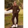 imagePRETTYGARDEN Womens Tie Dye Two Piece Pajamas Set Casual Long Sleeve Sweatshirt with Long Pants LoungewearSolid Coffee