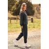 imagePRETTYGARDEN Womens Tie Dye Two Piece Pajamas Set Casual Long Sleeve Sweatshirt with Long Pants LoungewearSolid Dark Grey
