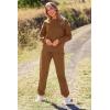 imagePRETTYGARDEN Womens Tie Dye Two Piece Pajamas Set Casual Long Sleeve Sweatshirt with Long Pants LoungewearSolid Khaki
