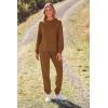 imagePRETTYGARDEN Womens Tie Dye Two Piece Pajamas Set Casual Long Sleeve Sweatshirt with Long Pants LoungewearSolid Khaki