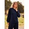 imagePRETTYGARDEN Womens Tie Dye Two Piece Pajamas Set Casual Long Sleeve Sweatshirt with Long Pants LoungewearSolid Navy