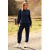 imagePRETTYGARDEN Womens Tie Dye Two Piece Pajamas Set Casual Long Sleeve Sweatshirt with Long Pants LoungewearSolid Navy