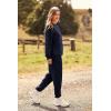 imagePRETTYGARDEN Womens Tie Dye Two Piece Pajamas Set Casual Long Sleeve Sweatshirt with Long Pants LoungewearSolid Navy