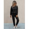 imagePRETTYGARDEN Womens Tie Dye Two Piece Pajamas Set Casual Long Sleeve Sweatshirt with Long Pants LoungewearSolidblack