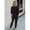 imagePRETTYGARDEN Womens Tie Dye Two Piece Pajamas Set Casual Long Sleeve Sweatshirt with Long Pants LoungewearSolidblack