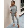imagePRETTYGARDEN Womens Tie Dye Two Piece Pajamas Set Casual Long Sleeve Sweatshirt with Long Pants LoungewearSolidgrey