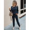 imagePRETTYGARDEN Womens Tie Dye Two Piece Pajamas Set Casual Long Sleeve Sweatshirt with Long Pants LoungewearSolidnavy