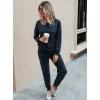 imagePRETTYGARDEN Womens Tie Dye Two Piece Pajamas Set Casual Long Sleeve Sweatshirt with Long Pants LoungewearSolidnavy