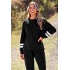 imagePRETTYGARDEN Womens Tie Dye Two Piece Pajamas Set Casual Long Sleeve Sweatshirt with Long Pants LoungewearStriped Black