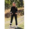 imagePRETTYGARDEN Womens Tie Dye Two Piece Pajamas Set Casual Long Sleeve Sweatshirt with Long Pants LoungewearStriped Black