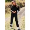 imagePRETTYGARDEN Womens Tie Dye Two Piece Pajamas Set Casual Long Sleeve Sweatshirt with Long Pants LoungewearStriped Black