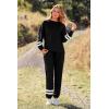 imagePRETTYGARDEN Womens Tie Dye Two Piece Pajamas Set Casual Long Sleeve Sweatshirt with Long Pants LoungewearStriped Black