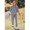 imagePRETTYGARDEN Womens Tie Dye Two Piece Pajamas Set Casual Long Sleeve Sweatshirt with Long Pants LoungewearStriped Grey